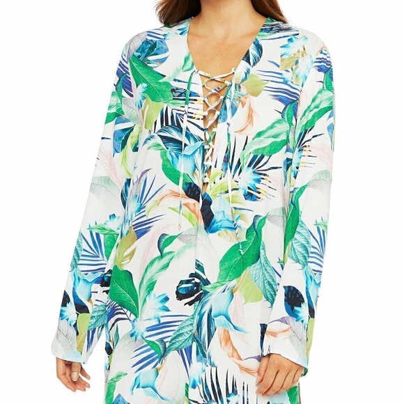 La Blanca In The Moment Floral Paradise Printed Tunic Beach Cover-Up - Picture 1 of 8